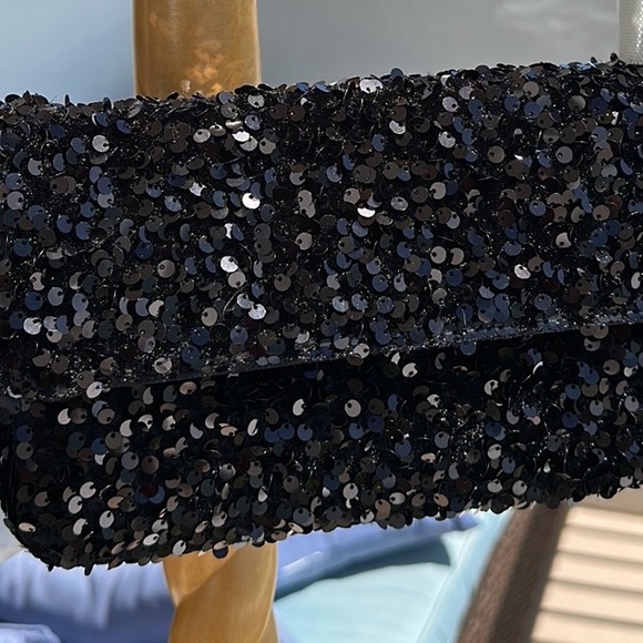 NICOLE MILLER BLACK SEQUIN BAG NWT - Picture 6 of 8